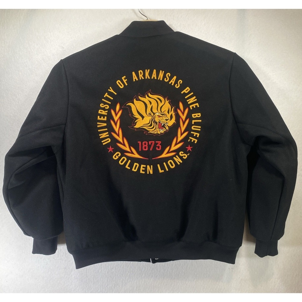 Adidas Varsity College Bomber Jacket Golden Lions Pine UAPB Arkansas Large C133 - Picture 10 of 11